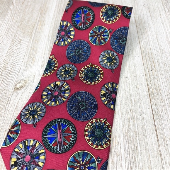 Mystic Seaport Museum Nautical Compass Handmade Silk Tie - Picture 4 of 9